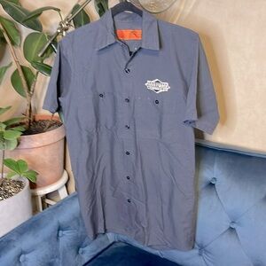 Gray Short Sleeve Boulevard Brewing Vintage Button-Up Shirt